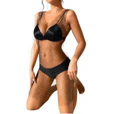 Vestido de Tela com Strass Brilhante Sem Manga Yaffa